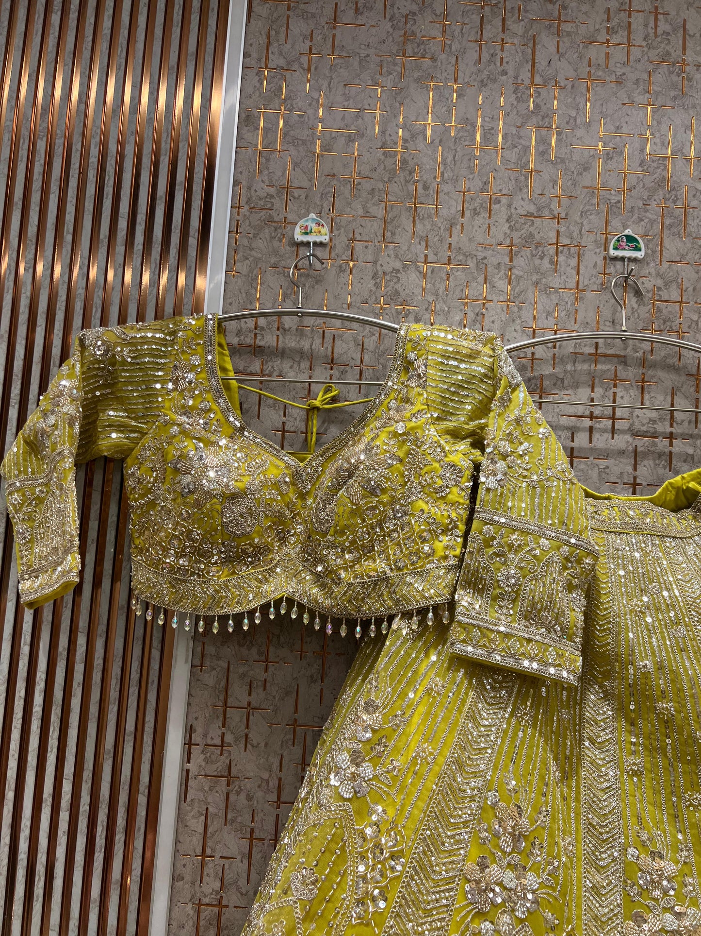 Lavishing Golden peach Crop Top Lehenga