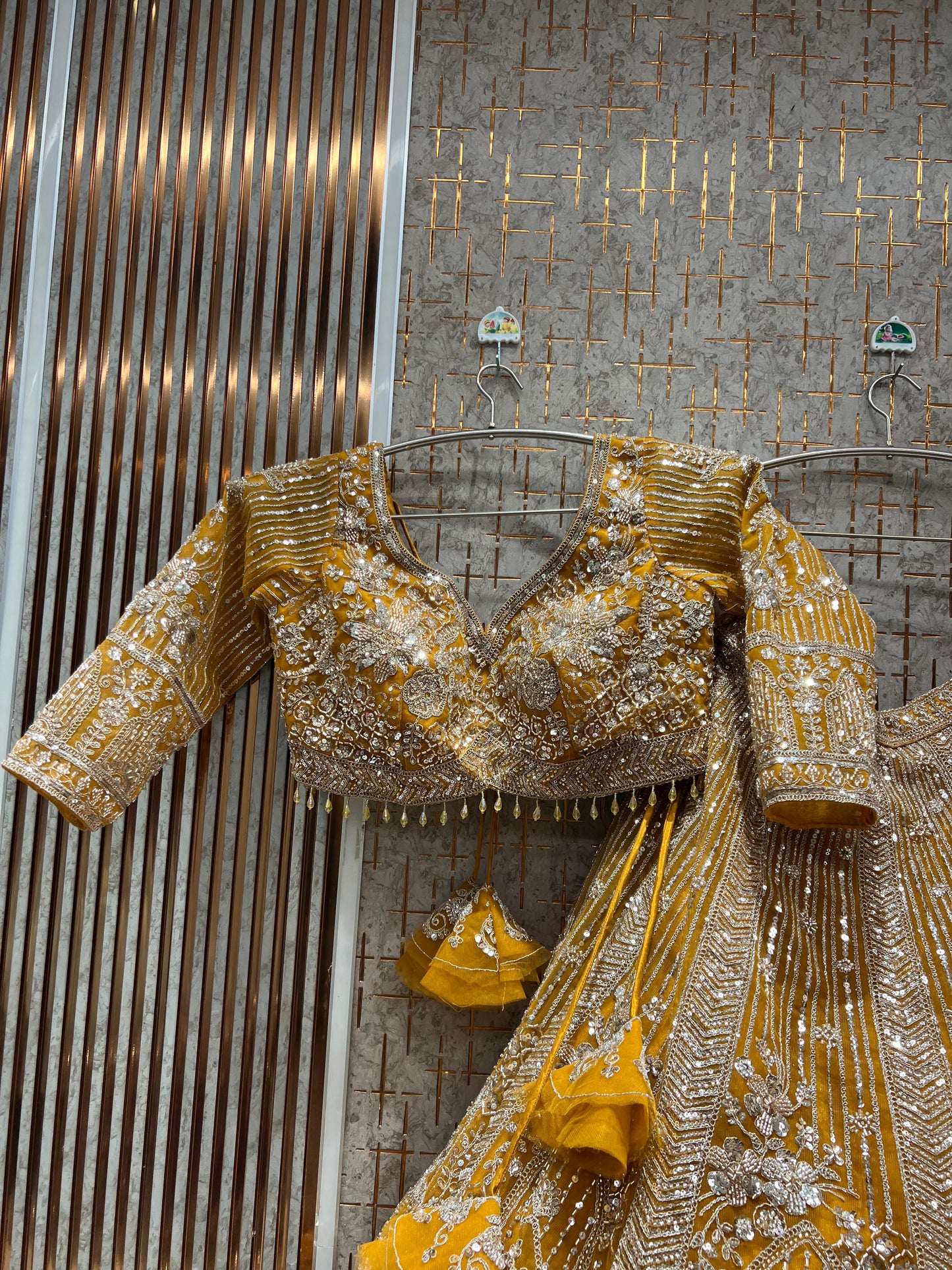 Lavishing Golden peach Crop Top Lehenga