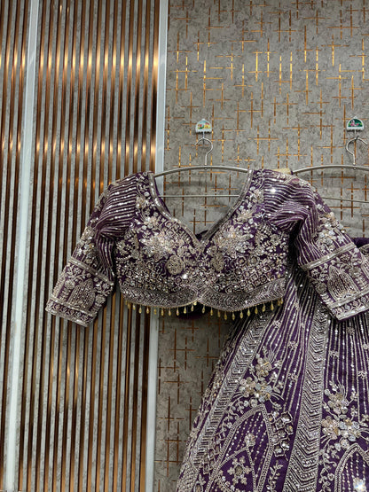 Lavishing Golden peach Crop Top Lehenga