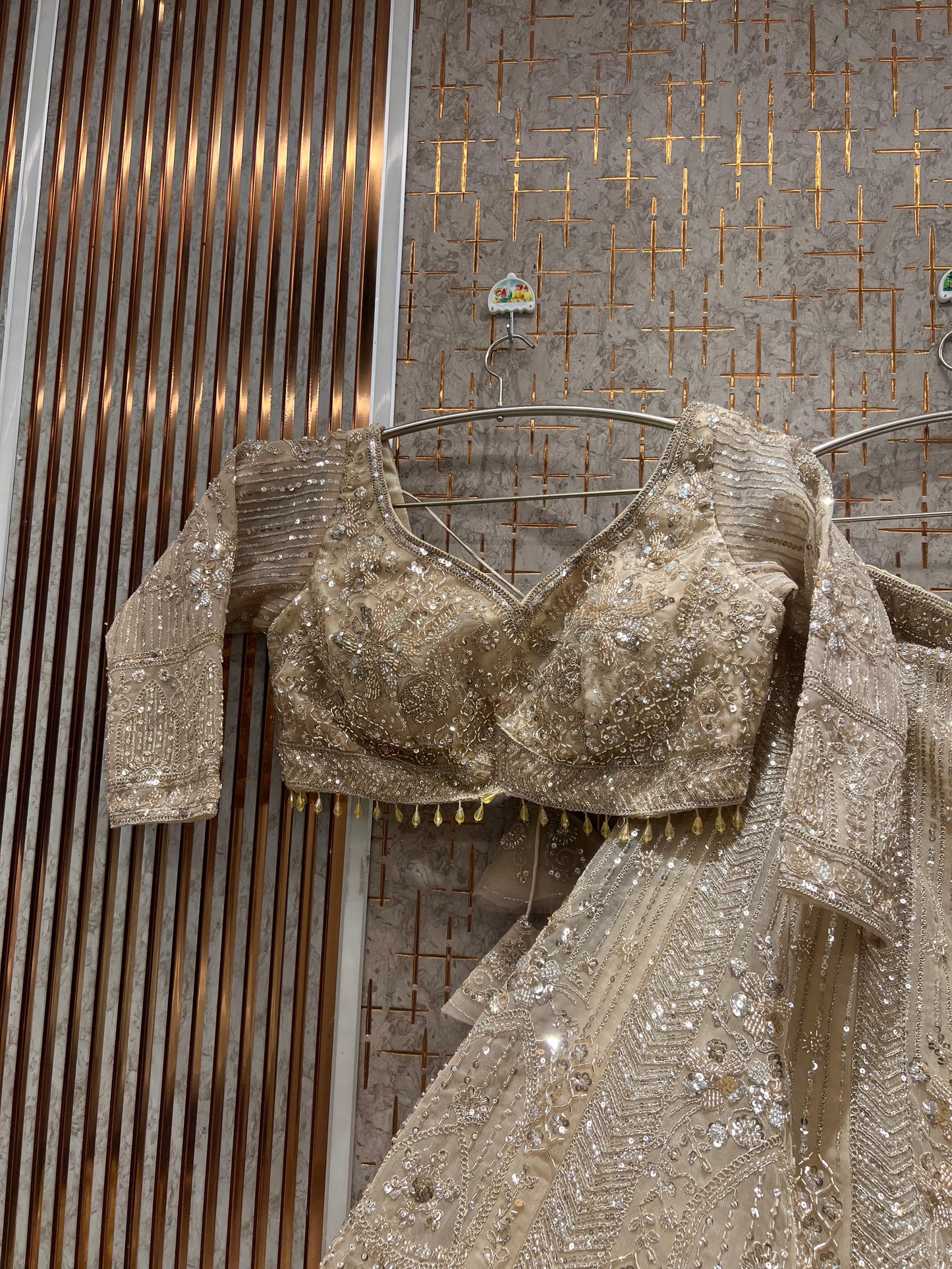 Lavishing Golden peach Crop Top Lehenga