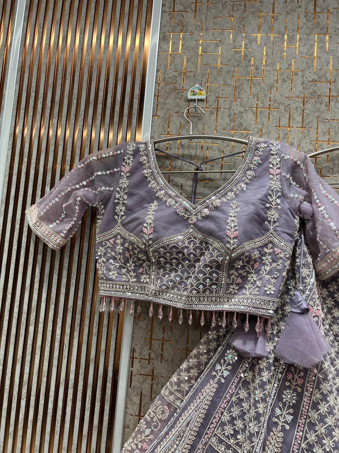 Astonishing Pista green Crop Top Lehenga