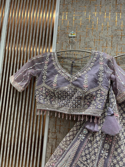 Astonishing Pista green Crop Top Lehenga