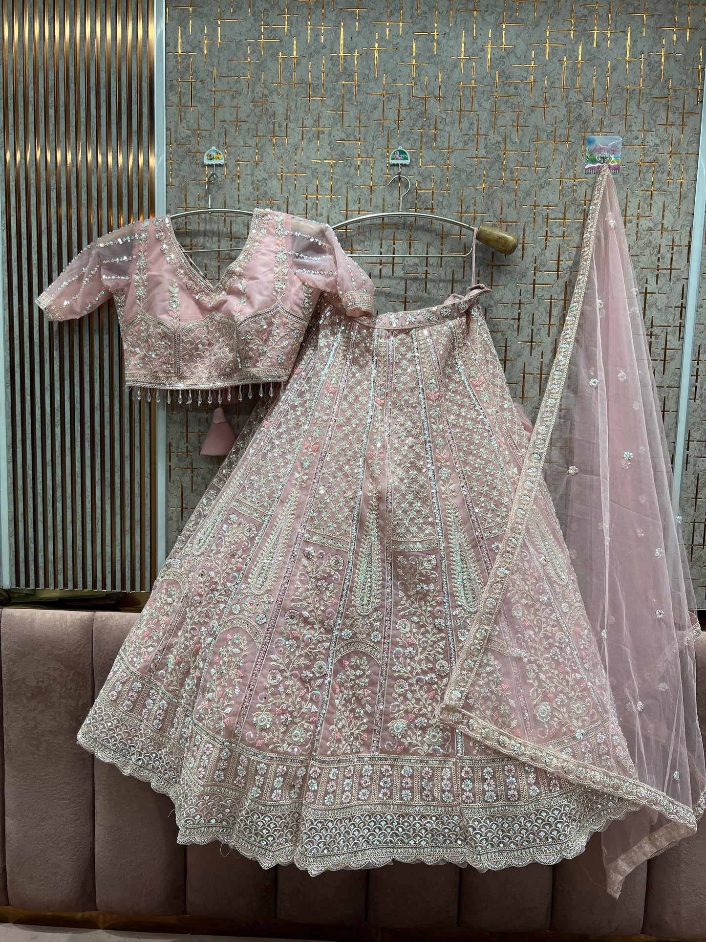 Astonishing Pista green Crop Top Lehenga