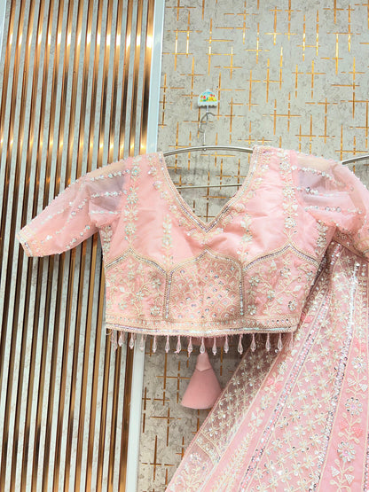 Astonishing Pista green Crop Top Lehenga