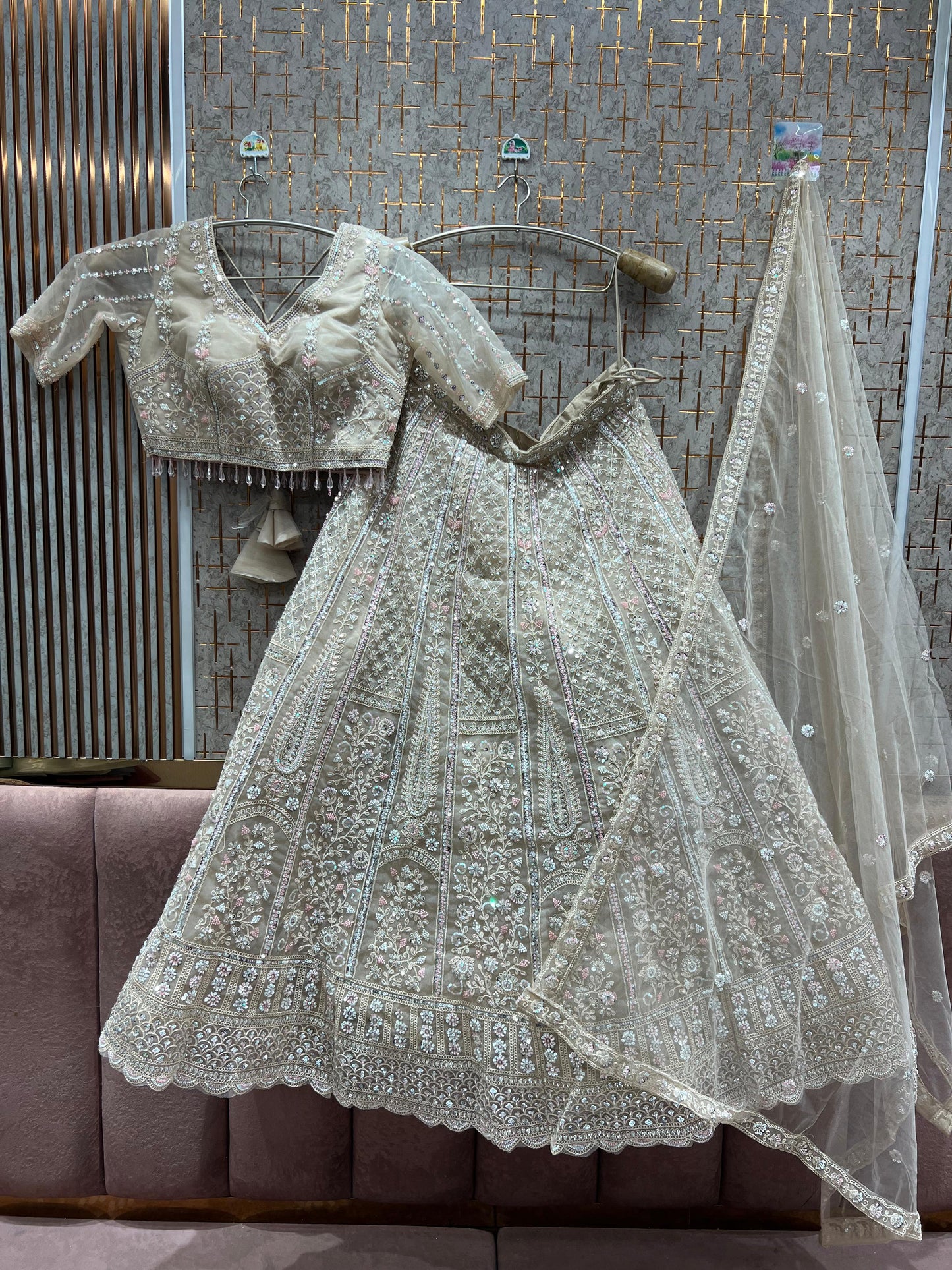 Astonishing Pista green Crop Top Lehenga