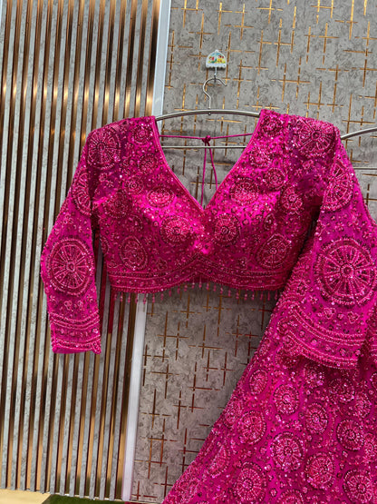 Tremendous Red on Red   monotone Crop Top Lehenga