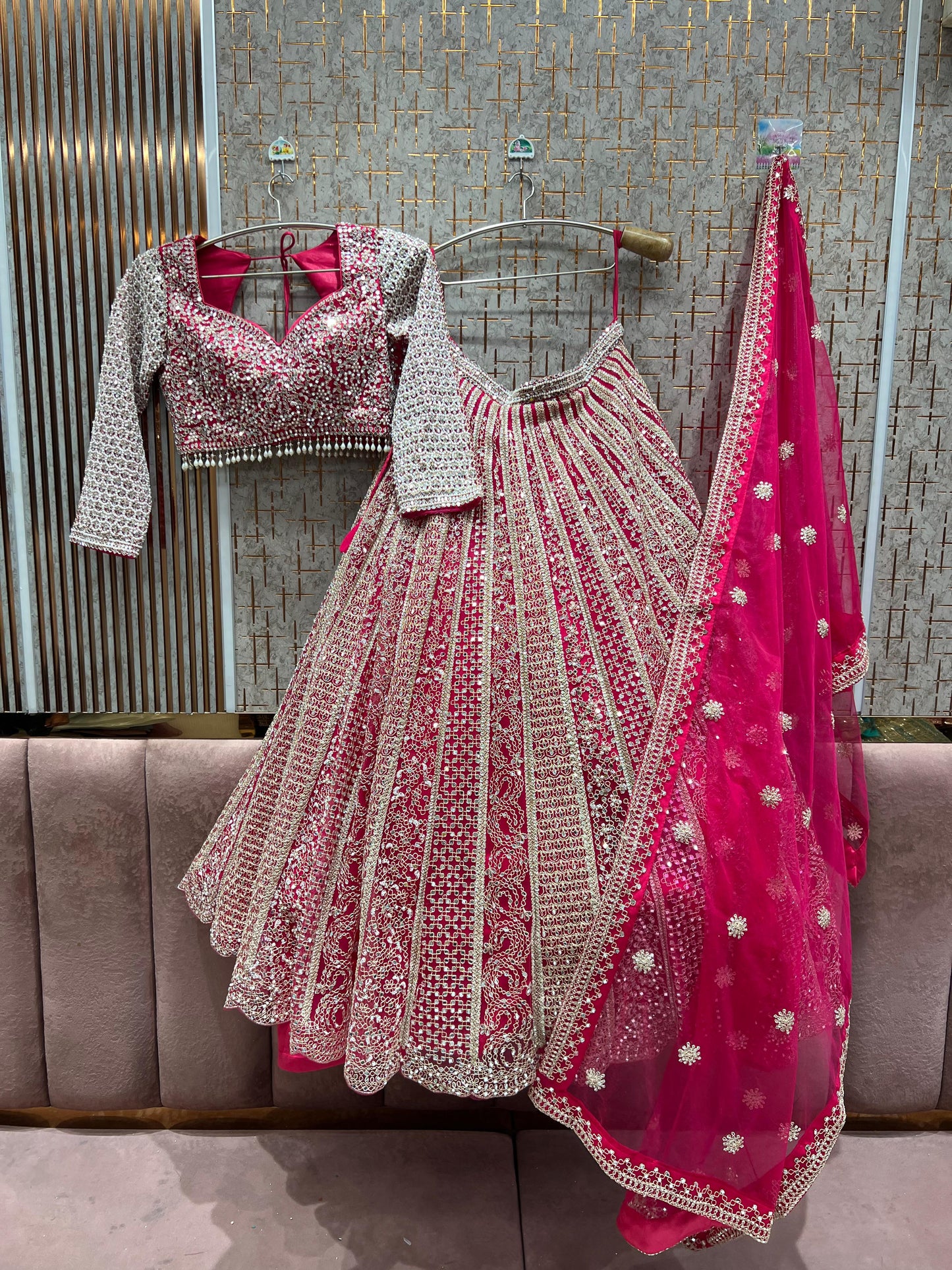 Pretty yellow on yellow Mirror work Crop Top Lehenga