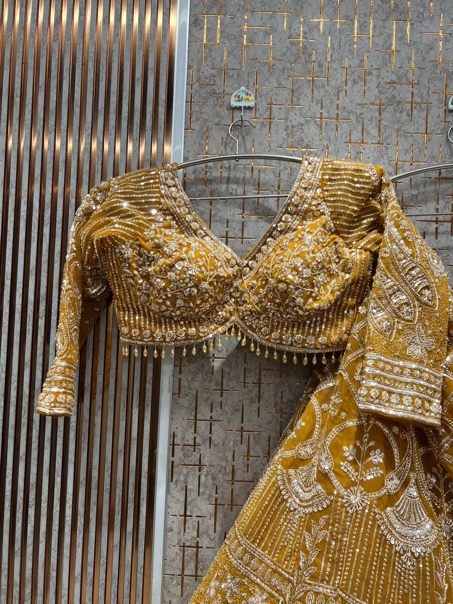 Fantastic Yellow Haldi mehendi Crop Top Lehenga