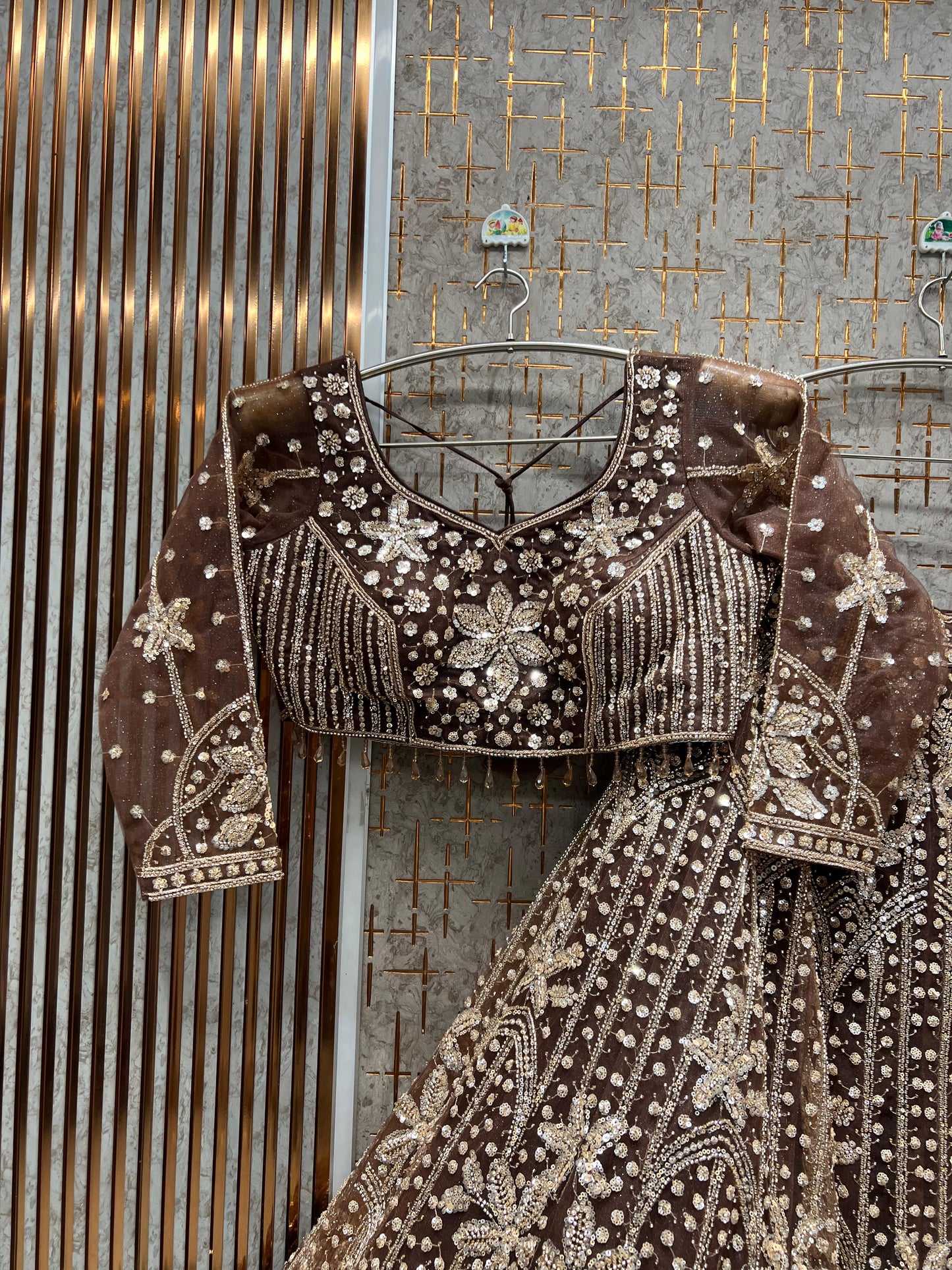 Fabulous red Floral Crop Top Lehenga