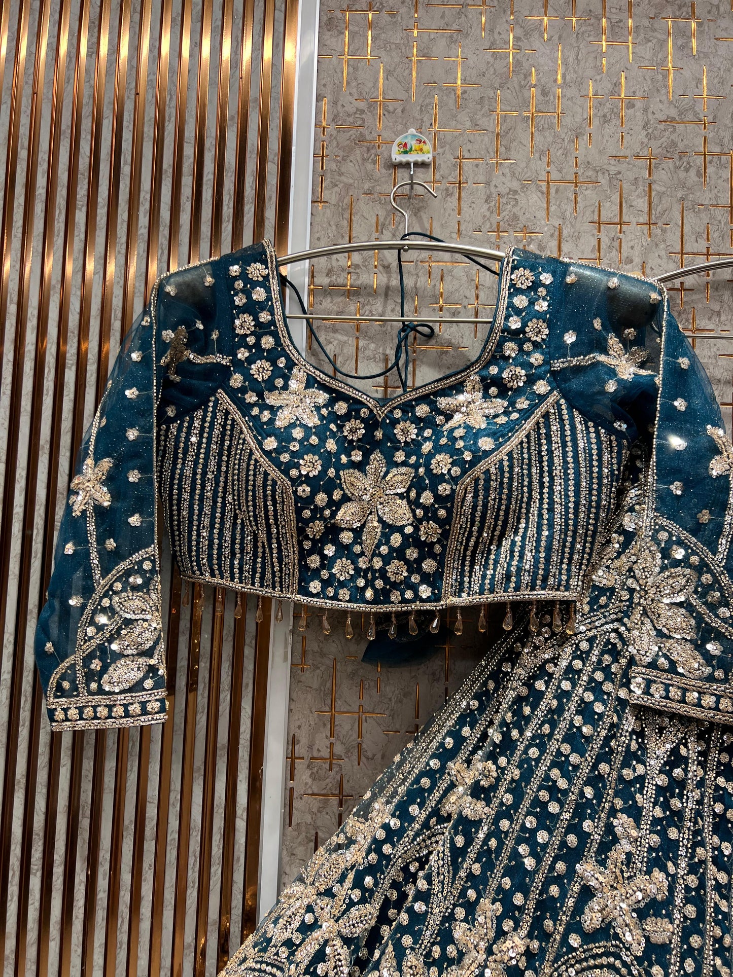 Fabulous red Floral Crop Top Lehenga