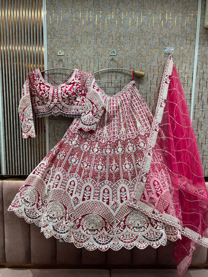 Glamorous yellow peacock crop top Lehenga