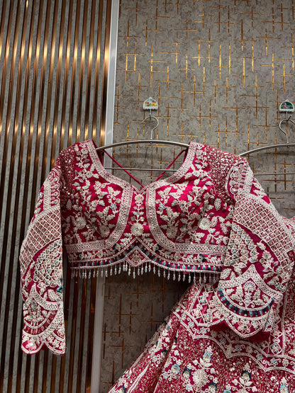 Glamorous yellow peacock crop top Lehenga