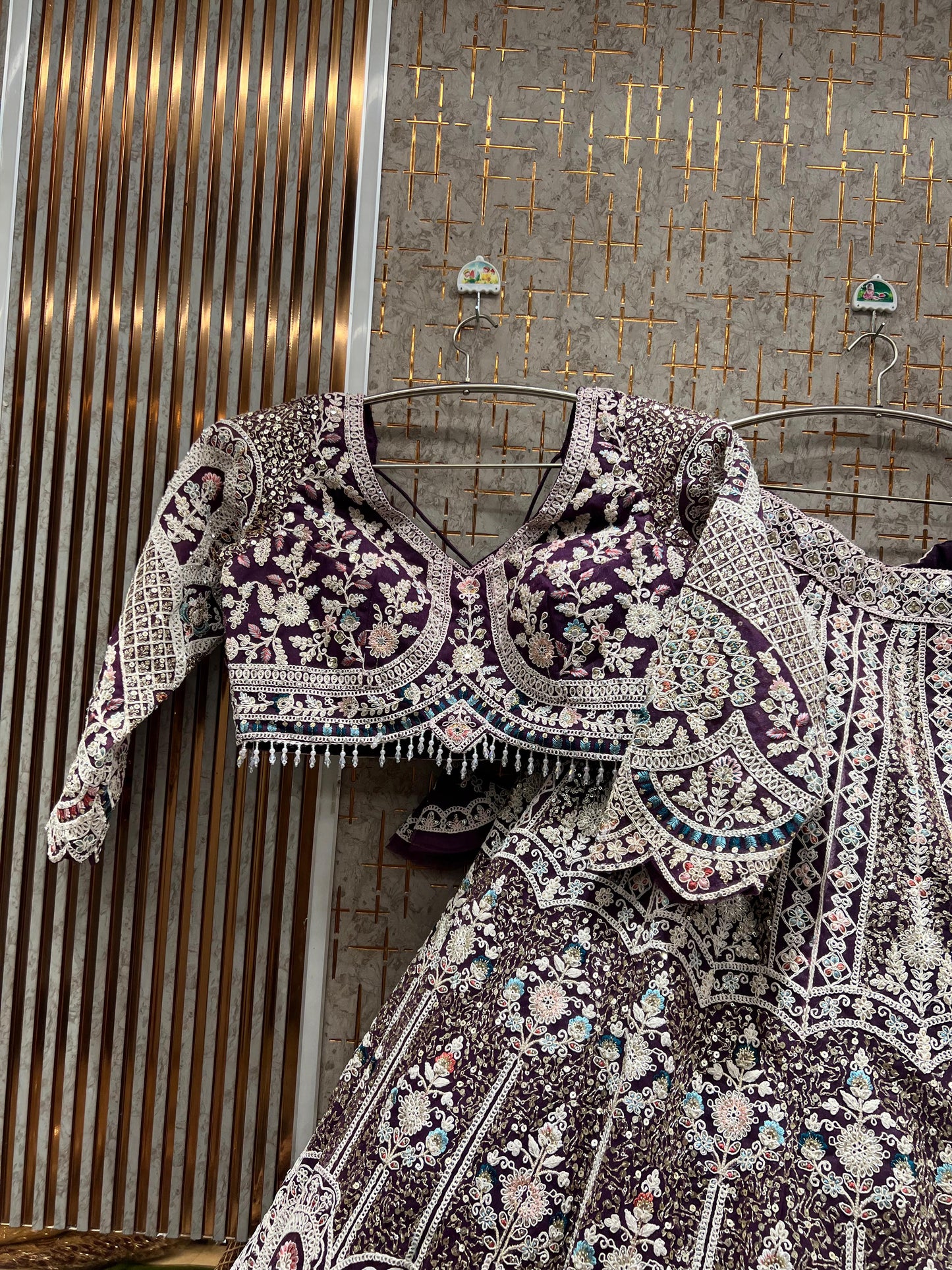 Glamorous yellow peacock crop top Lehenga