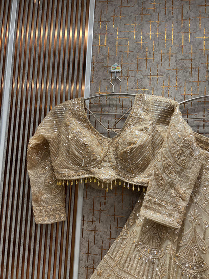 Stunning Baby pink peacock Crop Top Lehenga