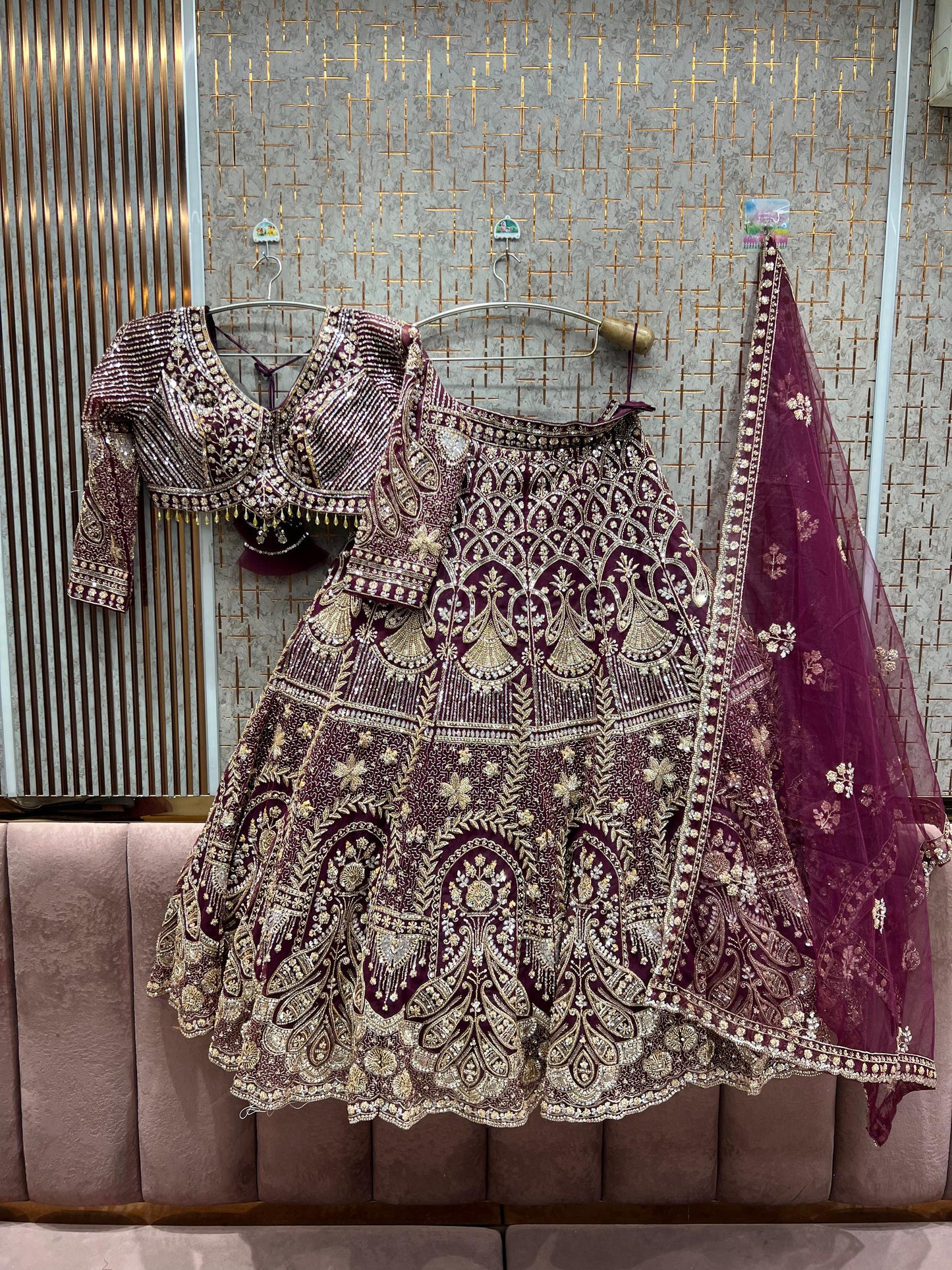 Stunning Baby pink peacock Crop Top Lehenga