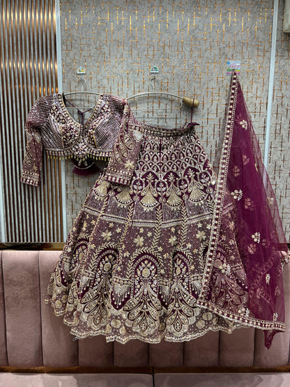 Stunning Baby pink peacock Crop Top Lehenga