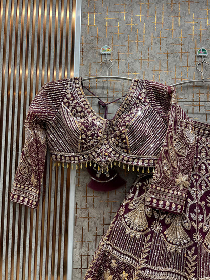 Stunning Baby pink peacock Crop Top Lehenga