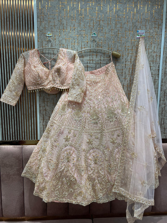 Good looking Baby pink Crop Top Lehenga