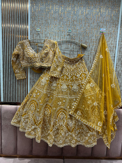 Stunning Baby pink peacock Crop Top Lehenga