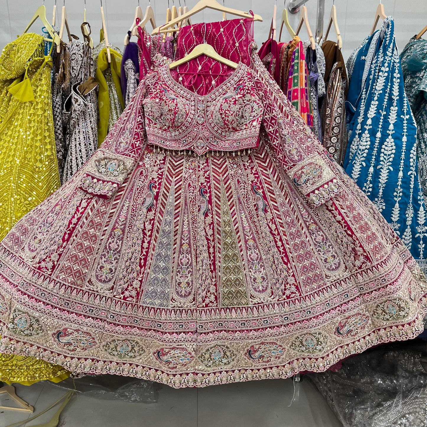 Good looking peacock purple Crop top Lehenga