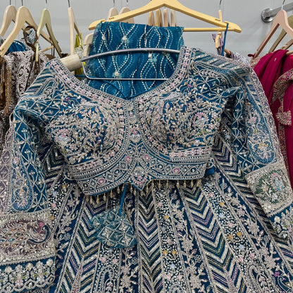 Good looking peacock purple Crop top Lehenga