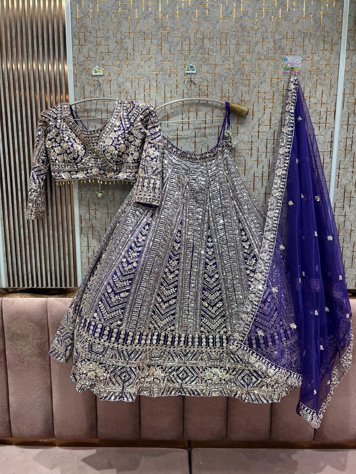 Beautiful Purple Crop top Lehenga