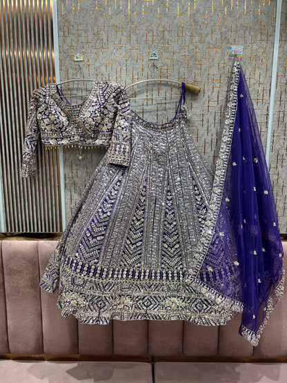 Beautiful Purple Crop top Lehenga