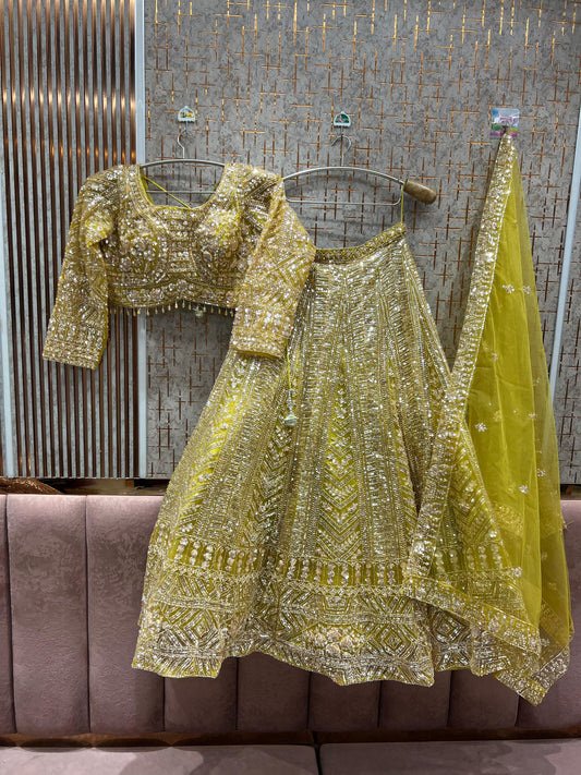 Lovely yellow Crop top Lehenga