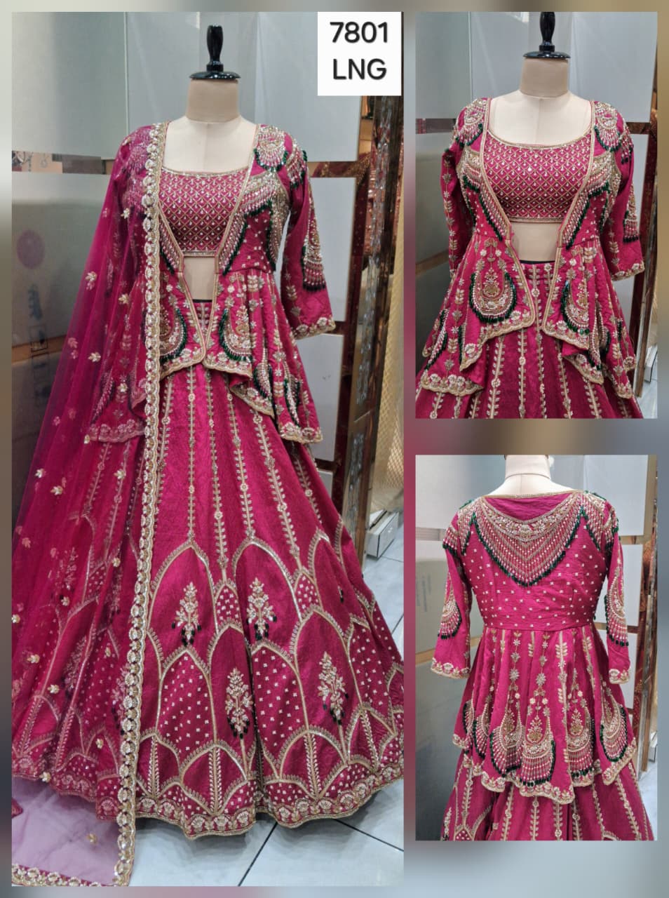 Stunning Hot pink Ready to wear Crop Top Lehenga