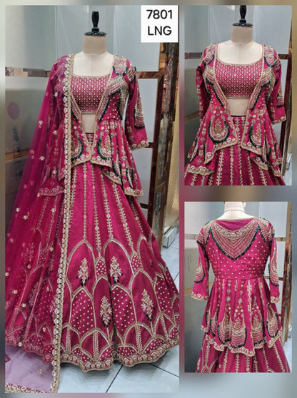 Stunning Hot pink Ready to wear Crop Top Lehenga