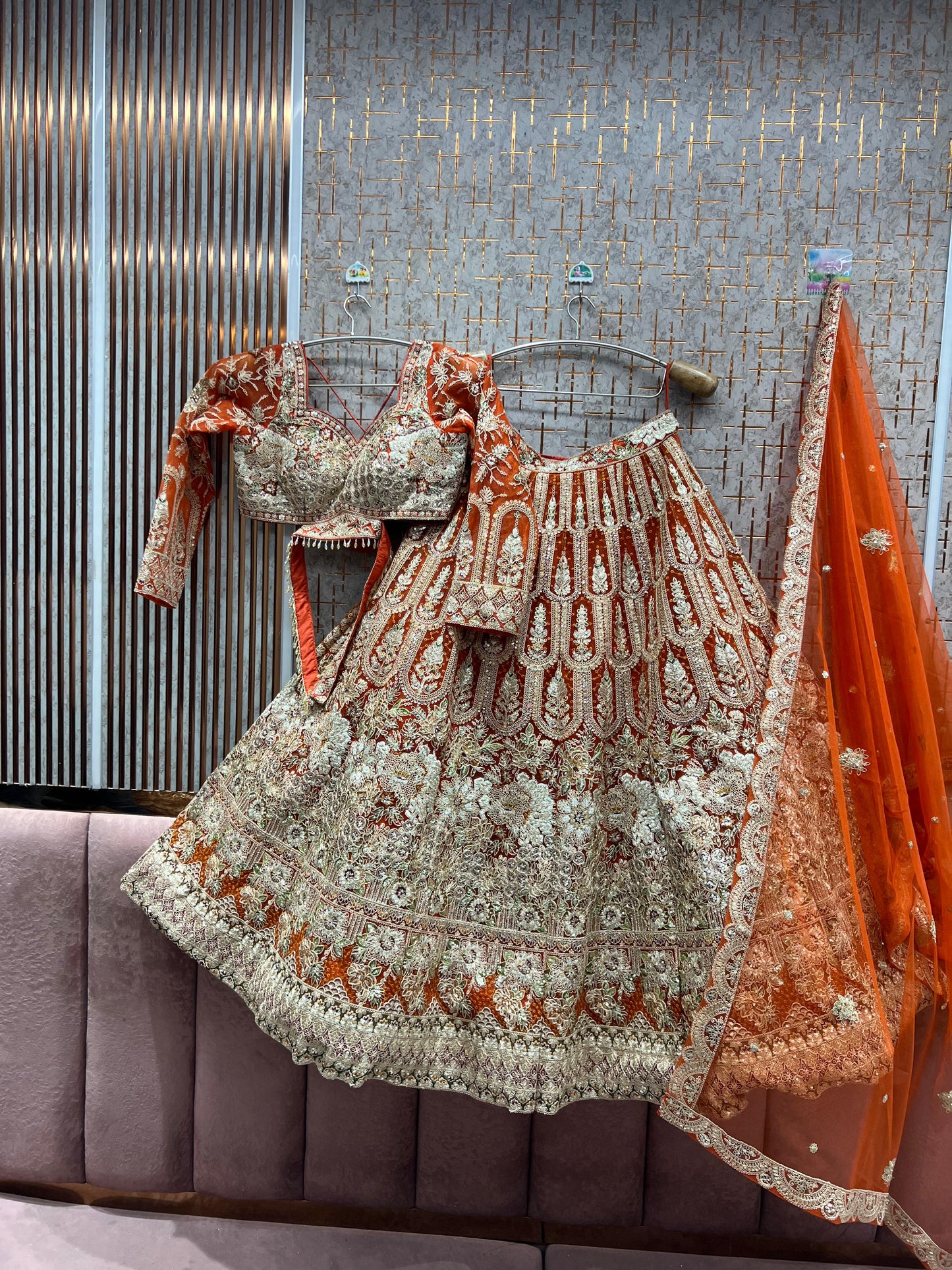 Engaging Turquoise green peacock Crop top Lehenga