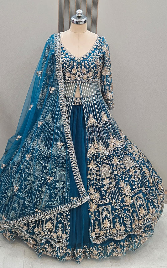 Lovely Sky blue Peplum long Dress Farshi Gaharara Dress Special