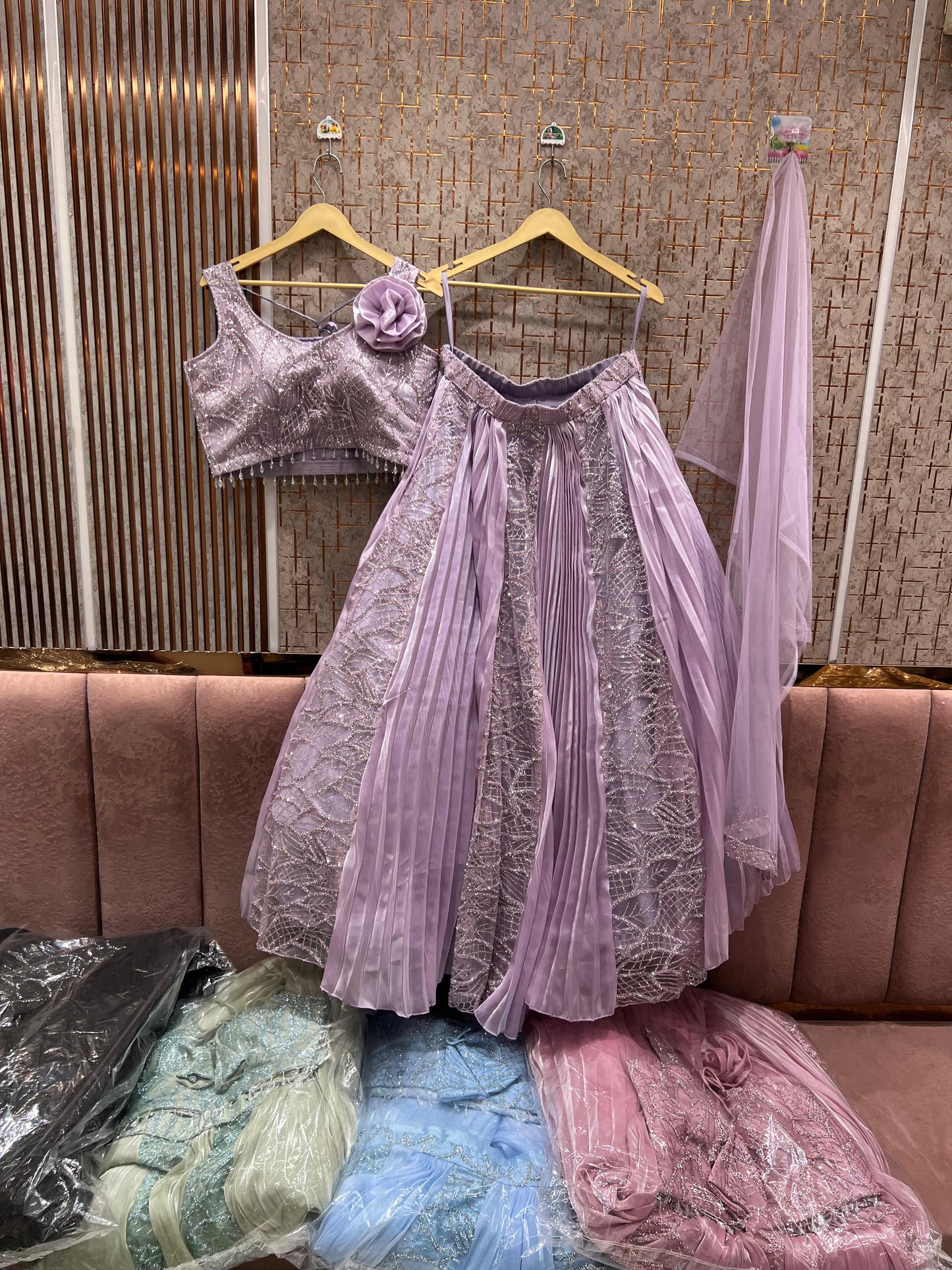 Lavishing pink Crop top Lehenga