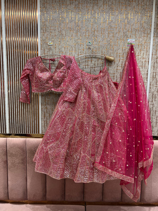 Pleasing Hot pink Crop top Lehenga