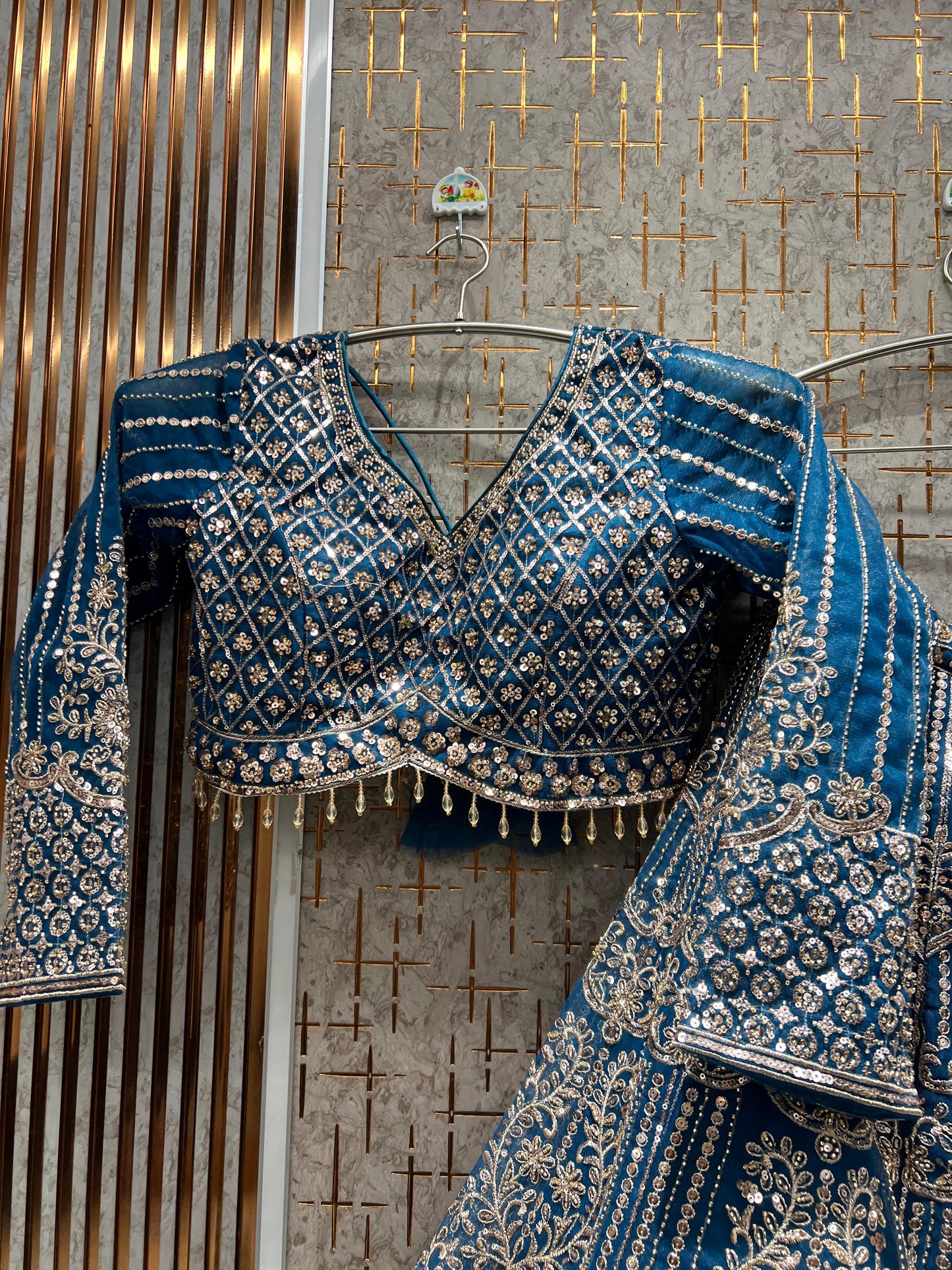 Elegant Sky blue Crop top Lehenga