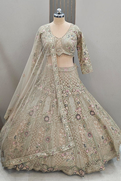 Pleasing Sky blue Crop Top Ready To Wear Lehenga