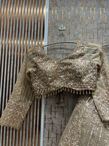 Elegant Sky blue Crop top Lehenga