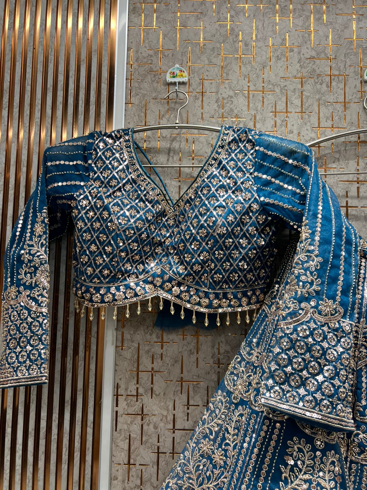 Elegant Sky blue Crop top Lehenga