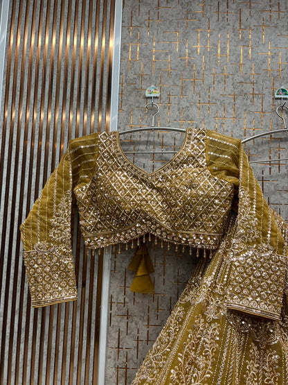 Elegant Sky blue Crop top Lehenga