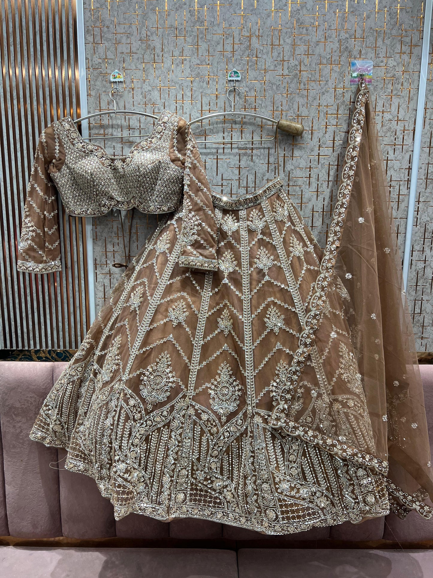 Fabulous Sky blue Crop top Ready to wear Lehenga