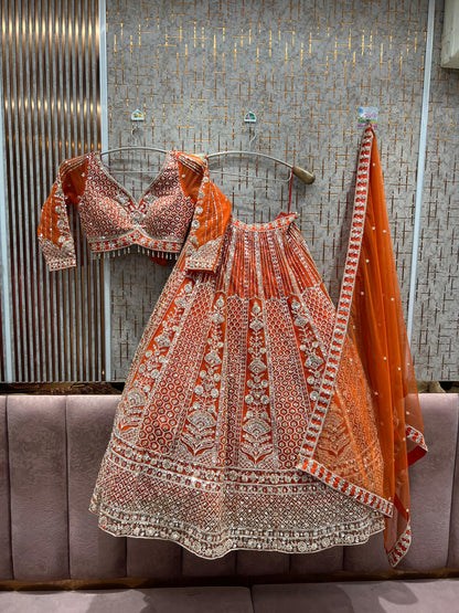 Glamorous Maroon Crop top Ready to wear Lehenga