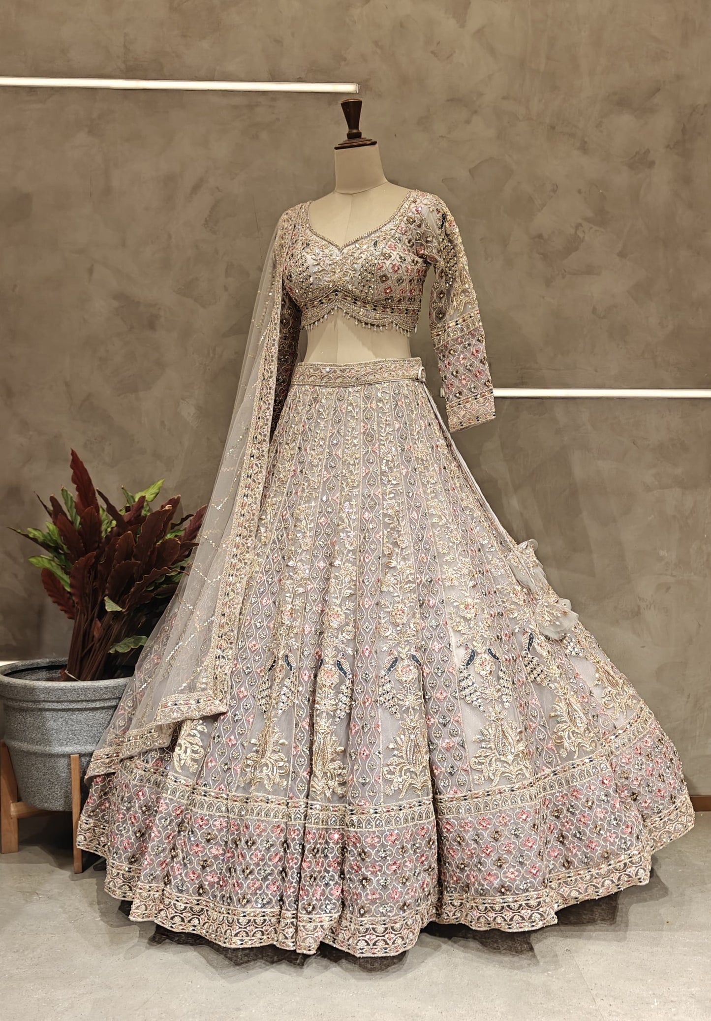 Good looking Lavender light pink Ready to wear Crop Top Lehenga