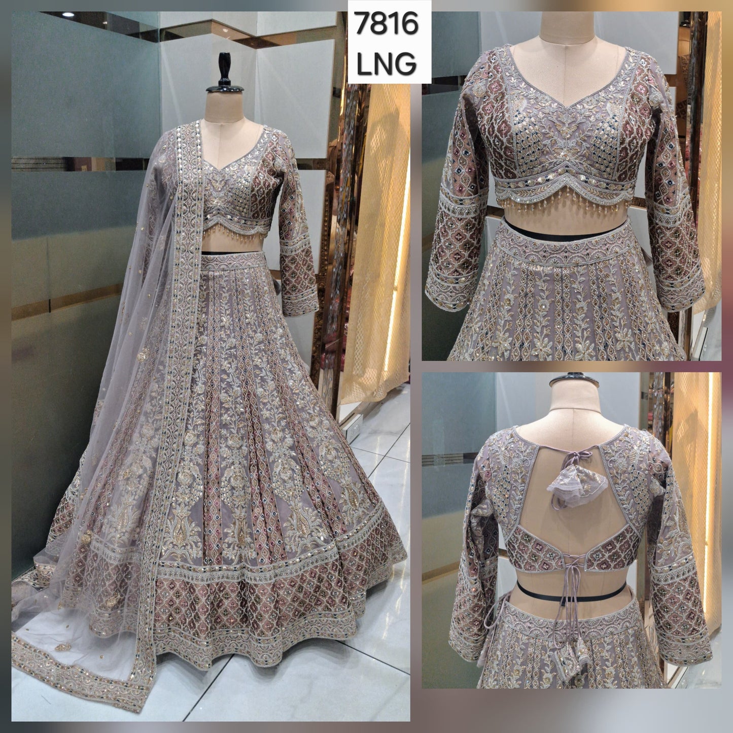 Good looking Lavender light pink Ready to wear Crop Top Lehenga