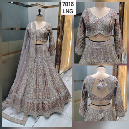 Good looking Lavender light pink Ready to wear Crop Top Lehenga