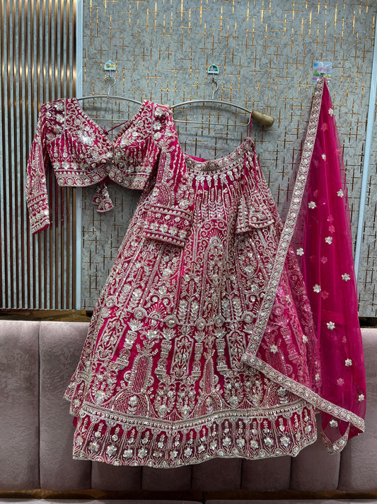 Stunning Hot pink crop Top Ready To Wear Lehenga