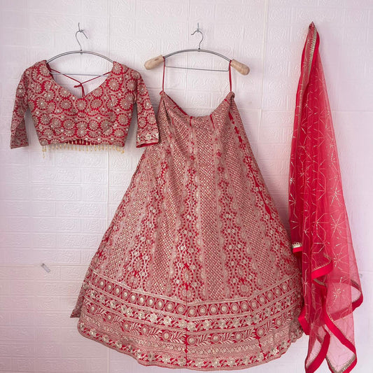 Gorgeous Hot pink Ready to wear Crop Top Lehenga