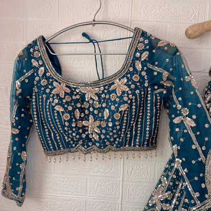 Astonishing beige brown Ready to wear Floral Crop Top Lehenga