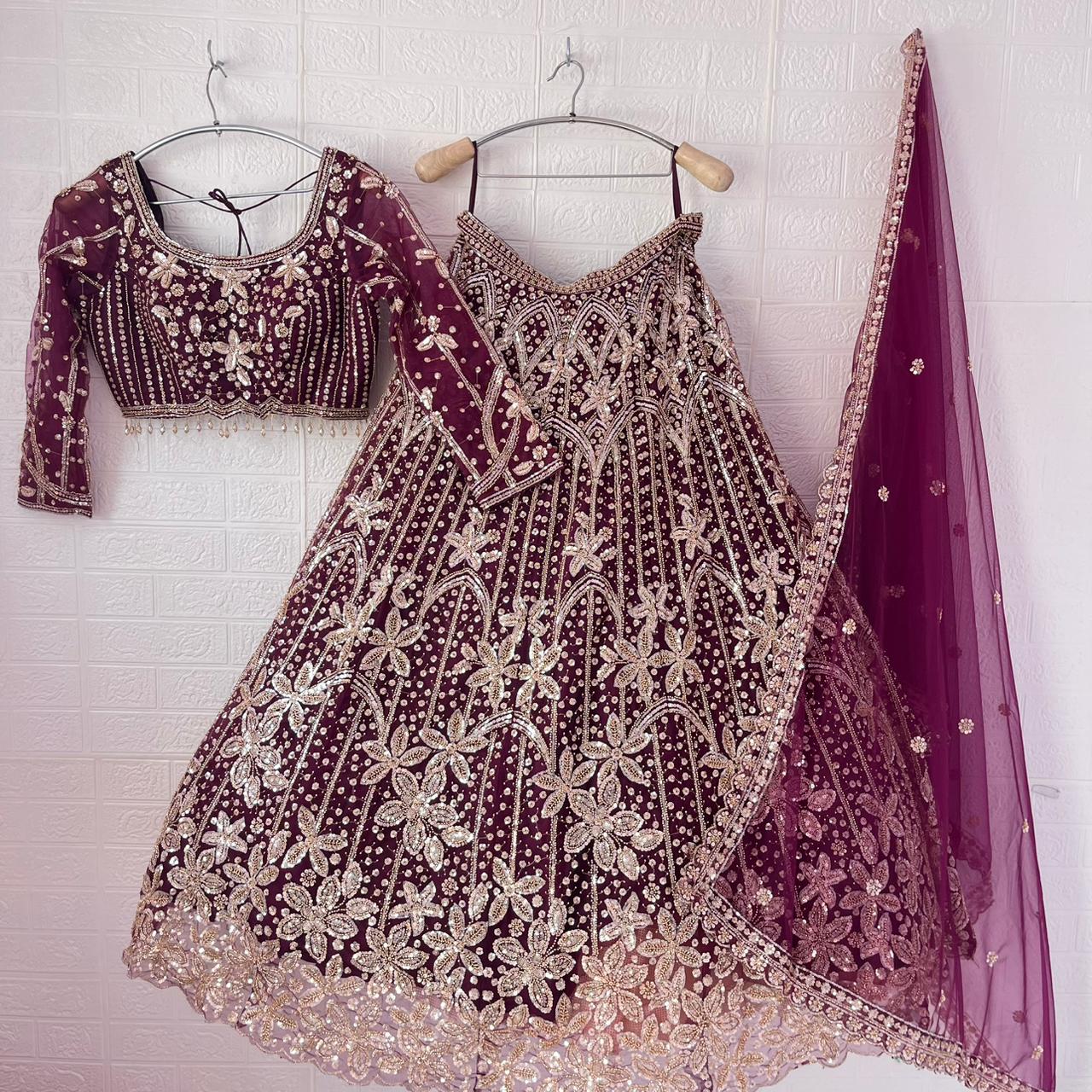 Astonishing beige brown Ready to wear Floral Crop Top Lehenga