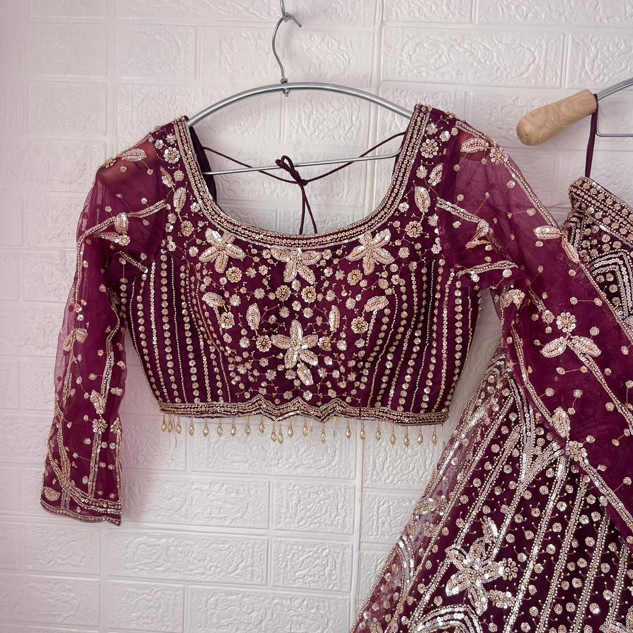 Astonishing beige brown Ready to wear Floral Crop Top Lehenga