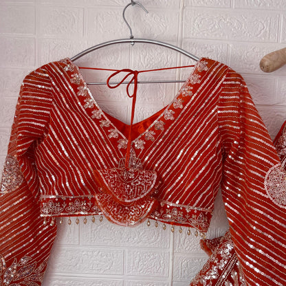 Stunning red Ready to wear Crop Top Lehenga